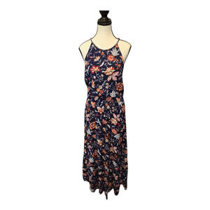 Old Navy Womens Dark Floral Whimsigoth Maxi Dress Size Medium Keyhole Racerback